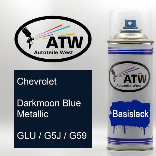 Chevrolet, Darkmoon Blue Metallic, GLU / G5J / G59: 400ml Sprühdose, von ATW Autoteile West.